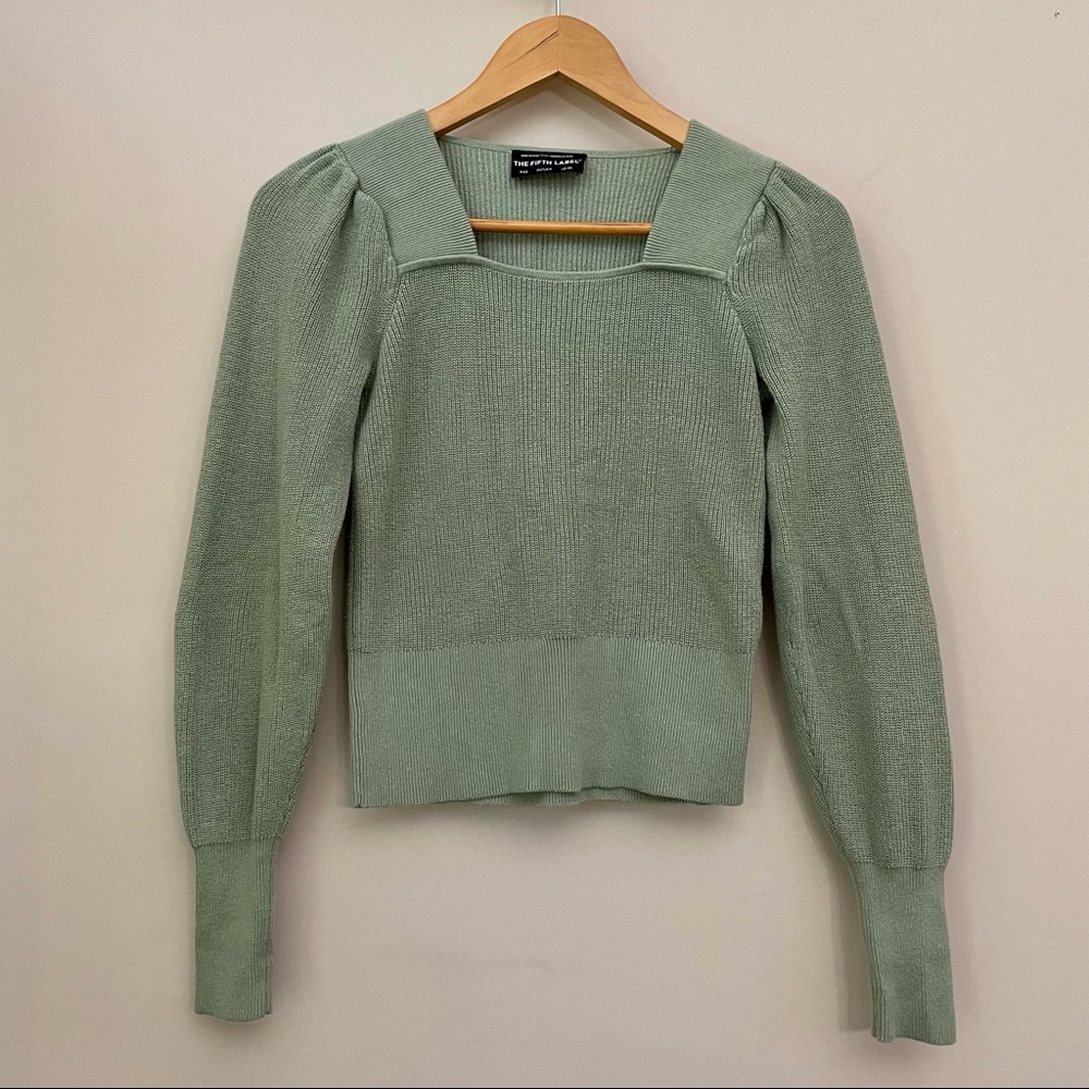 THE FIFTH LABEL Pistachio Green Ribbed Knit Long Sleeve Sweater Women’s XXS/00